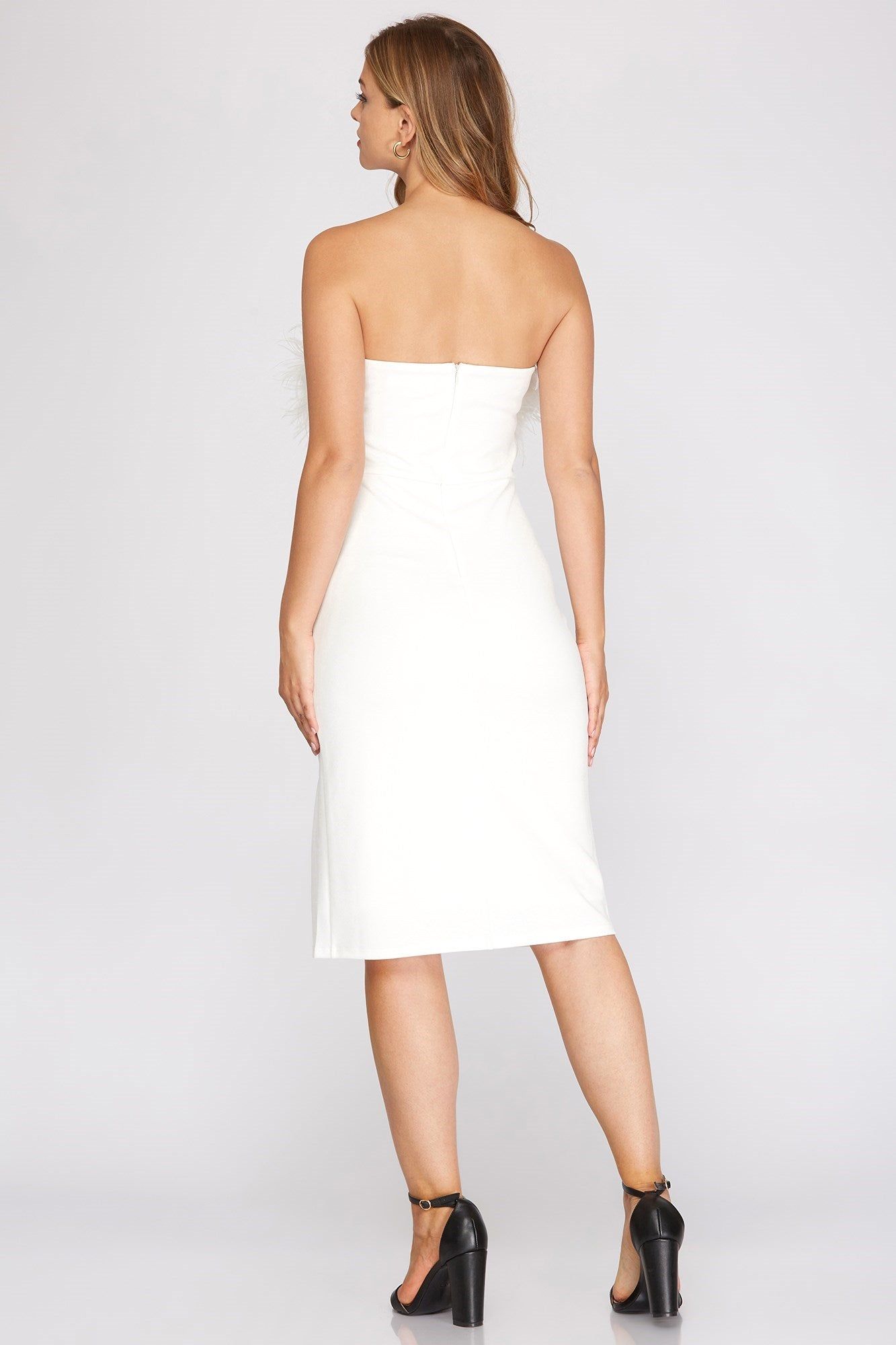 Faux Feather Midi Dress sold by Valencia Boutique product image thumbnail 2