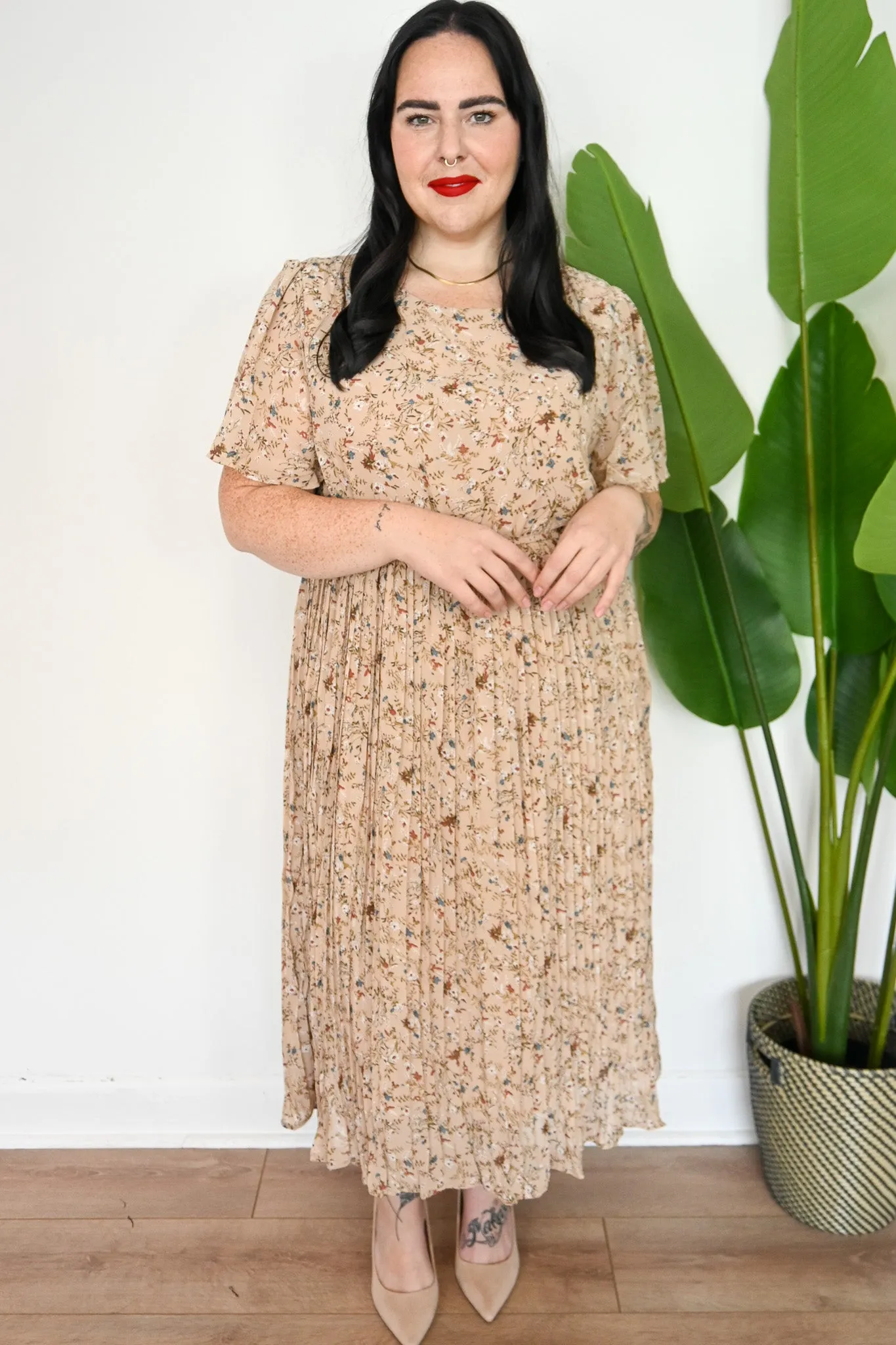CURVE Pleated Midi Dress sold by Valencia Boutique