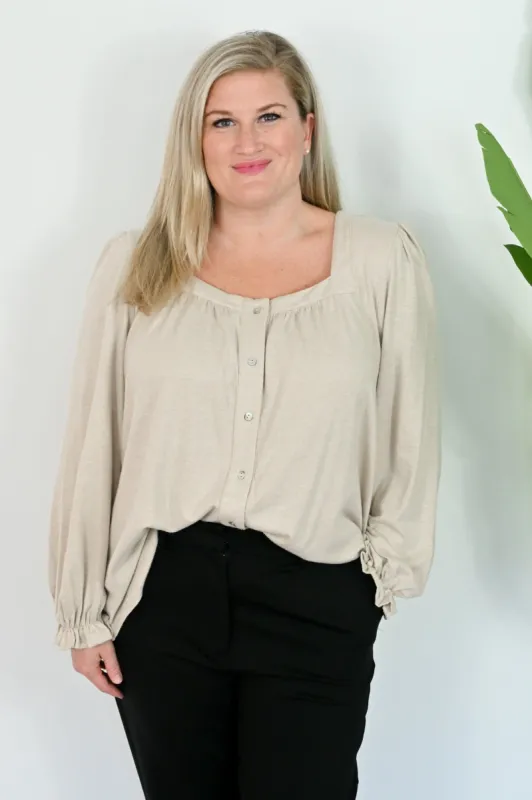 CURVE Button Front Blouse sold by Valencia Boutique