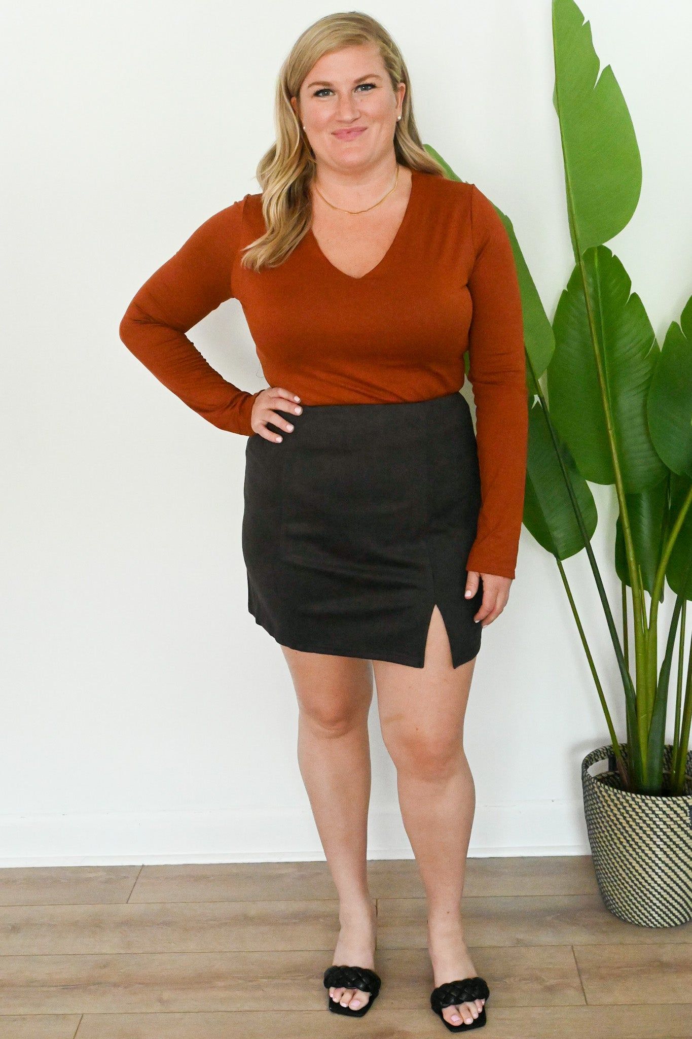 Faux Suede Skirt (S-2X) sold by Valencia Boutique product image thumbnail 5