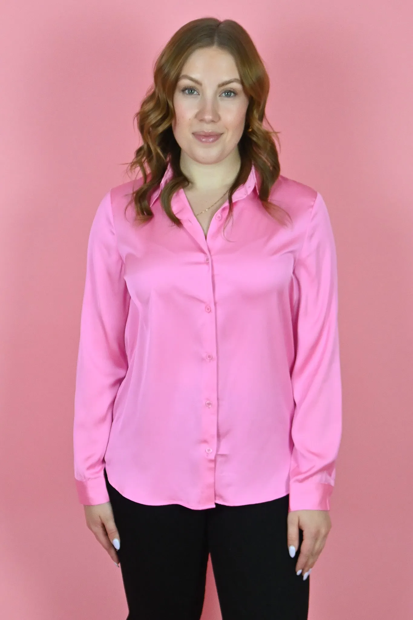 Pink Button Up Shirt (S-3X) sold by Valencia Boutique product image thumbnail 2