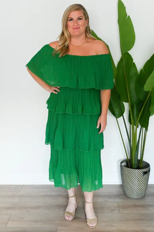CURVE Pleated Midi Dress sold by Valencia Boutique