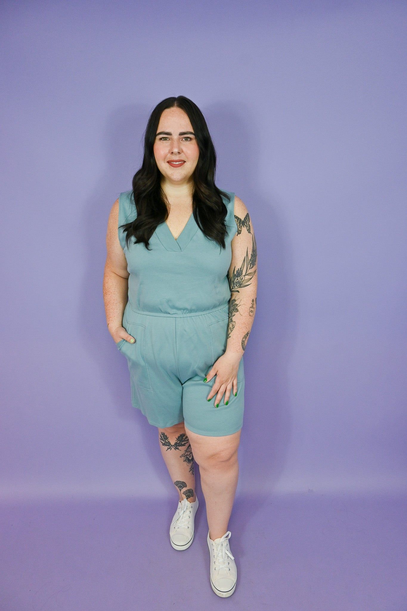 V-Neck Romper (S-3X) sold by Valencia Boutique product image thumbnail 4