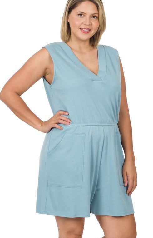 V-Neck Romper (S-3X) sold by Valencia Boutique product image thumbnail 3