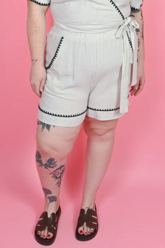Linen Embroidered Shorts sold by Valencia Boutique
