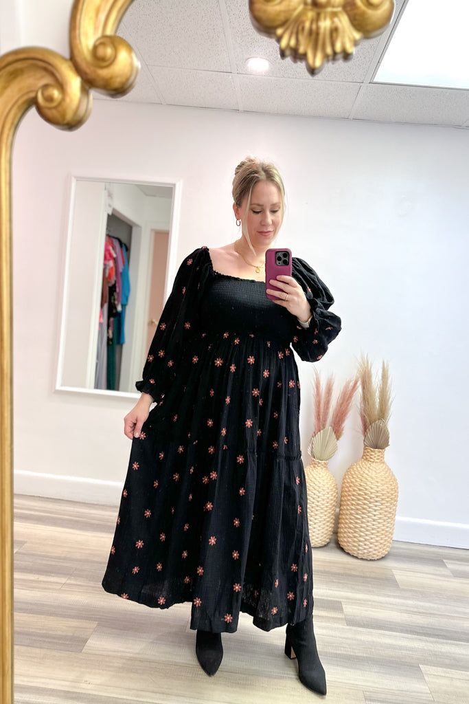 Floral Embroidered Midi Dress (S-3X) sold by Valencia Boutique product image thumbnail 3