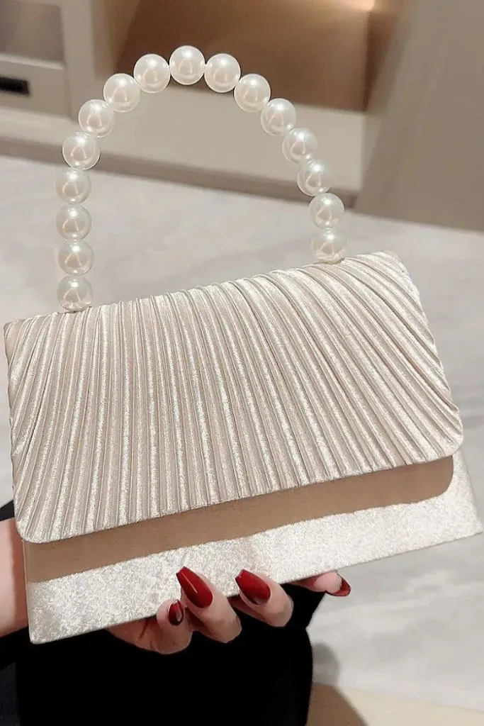 Pleated Pearl Evening Bag sold by Valencia Boutique product image thumbnail 4
