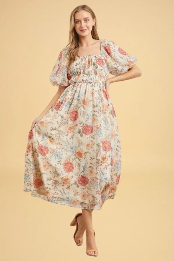 Organza Floral maxi dress (S-3X) sold by Valencia Boutique