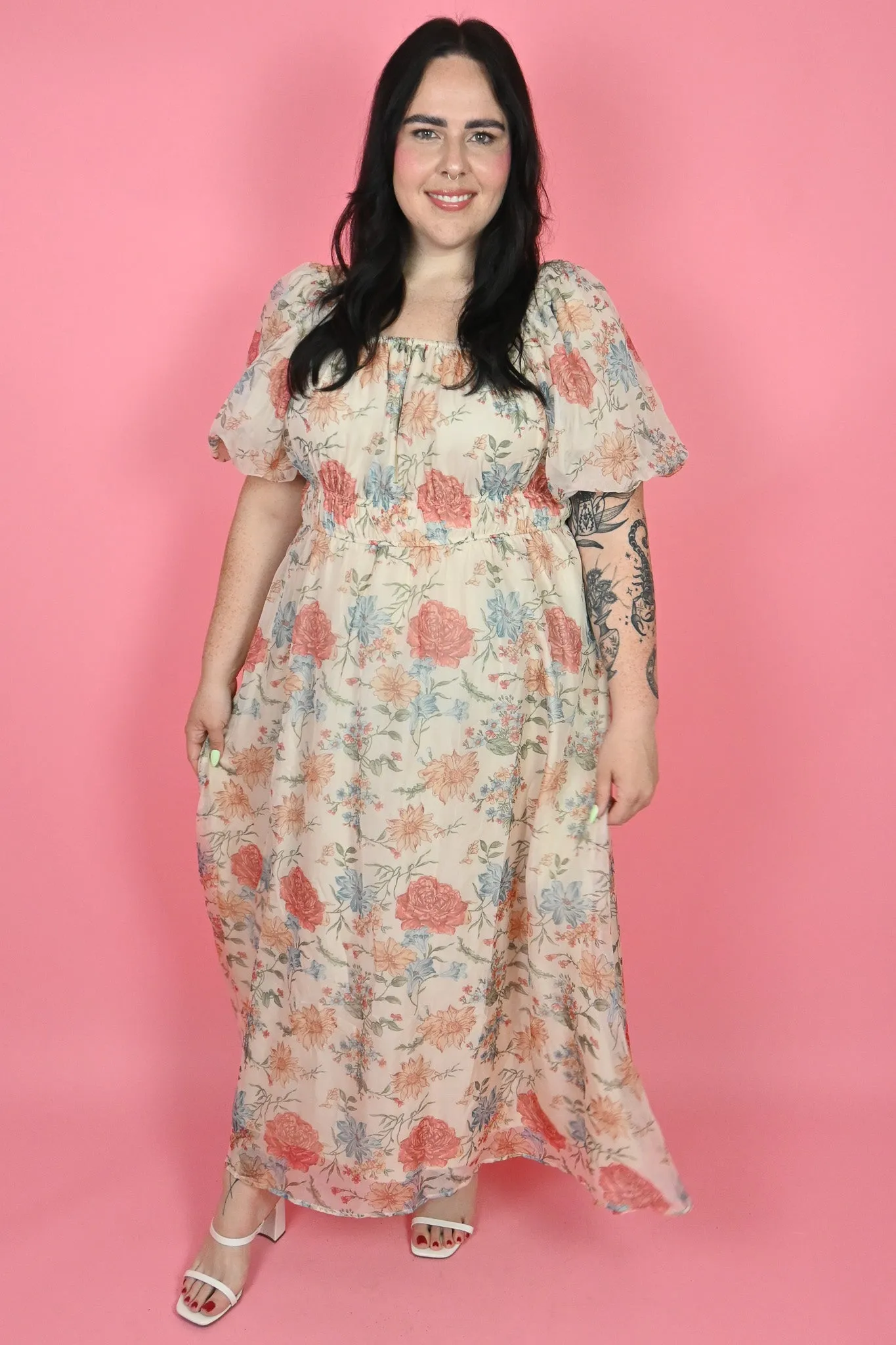 Organza Floral maxi dress (S-3X) sold by Valencia Boutique product image thumbnail 3