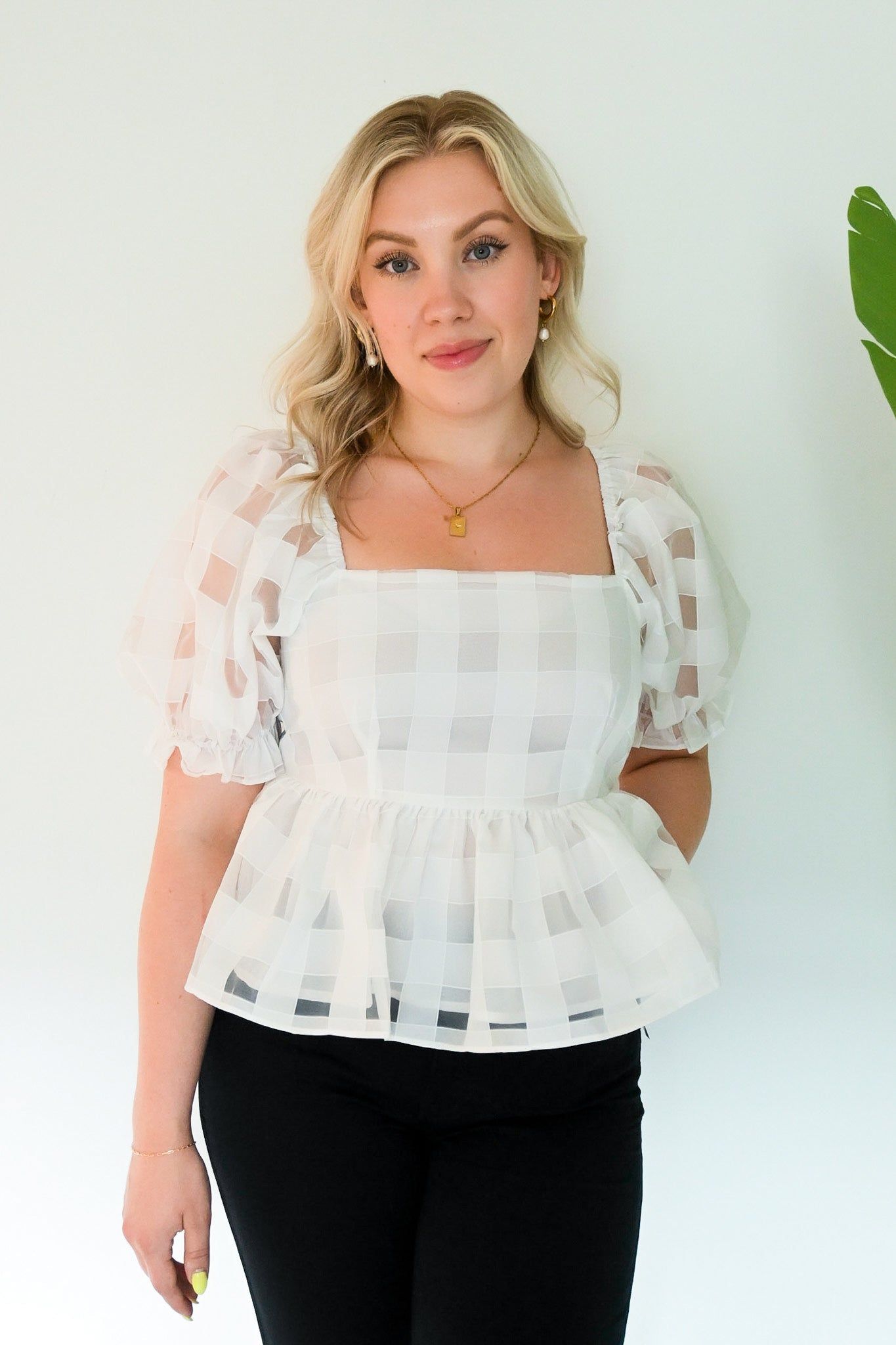 Organza Puff Sleeve Top sold by Valencia Boutique product image thumbnail 2