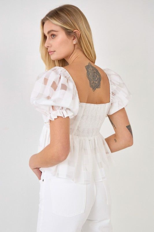 Organza Puff Sleeve Top sold by Valencia Boutique product image thumbnail 6
