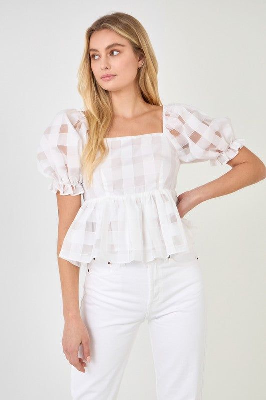 Organza Puff Sleeve Top sold by Valencia Boutique