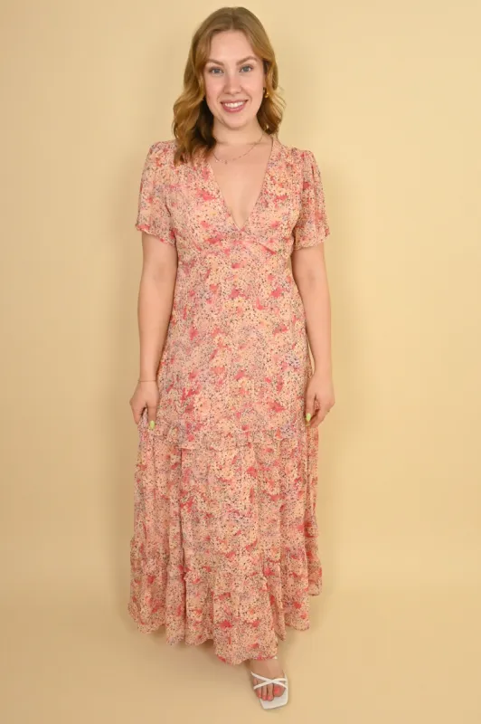 Garden Party Floral Midi Dress sold by Valencia Boutique