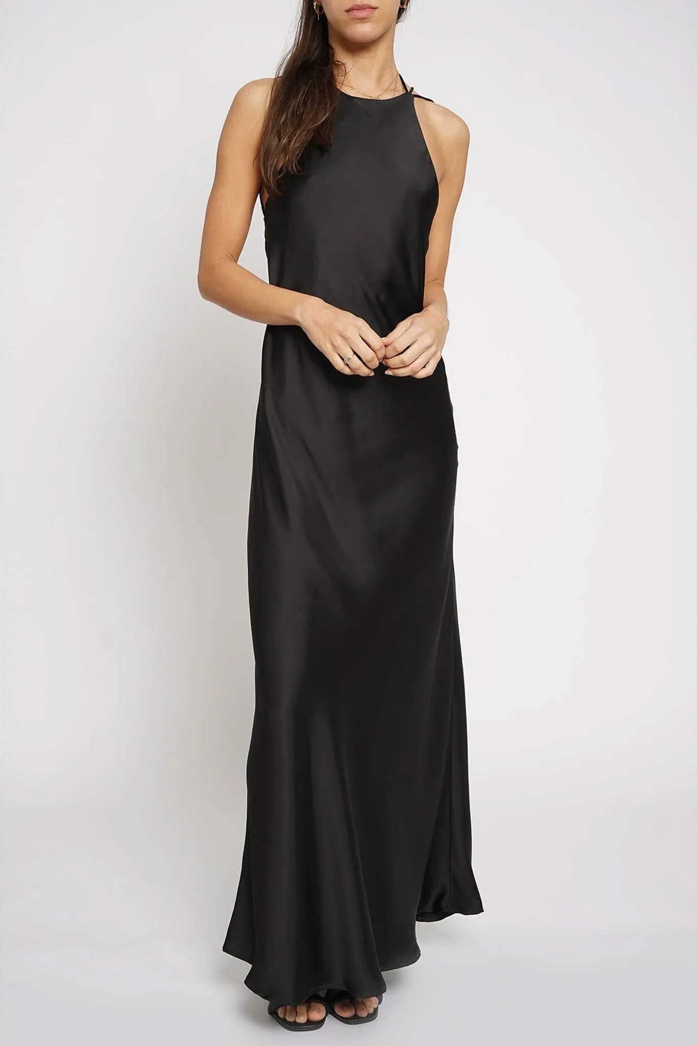 Strappy Satin Maxi Dress sold by Valencia Boutique