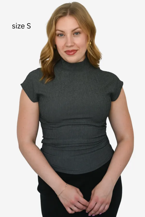 Shirred Mock Neck Top sold by Valencia Boutique product image thumbnail 3