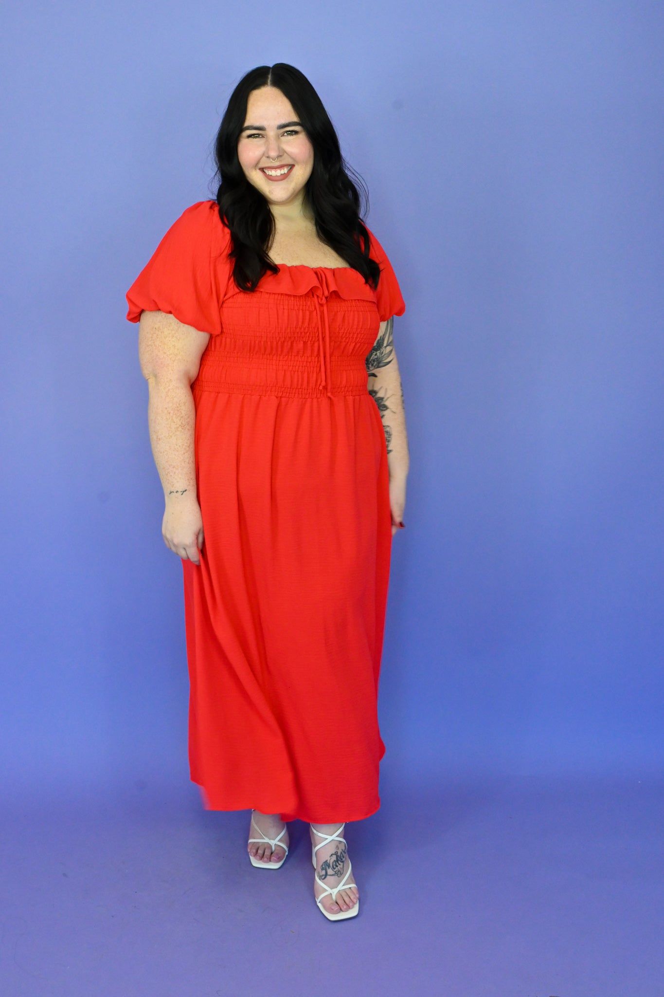 Puff Sleeve Midi Dress (S-3X) sold by Valencia Boutique product image thumbnail 3