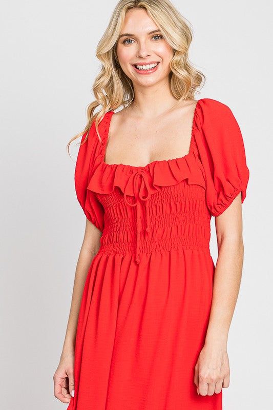 Puff Sleeve Midi Dress (S-3X) sold by Valencia Boutique product image thumbnail 6