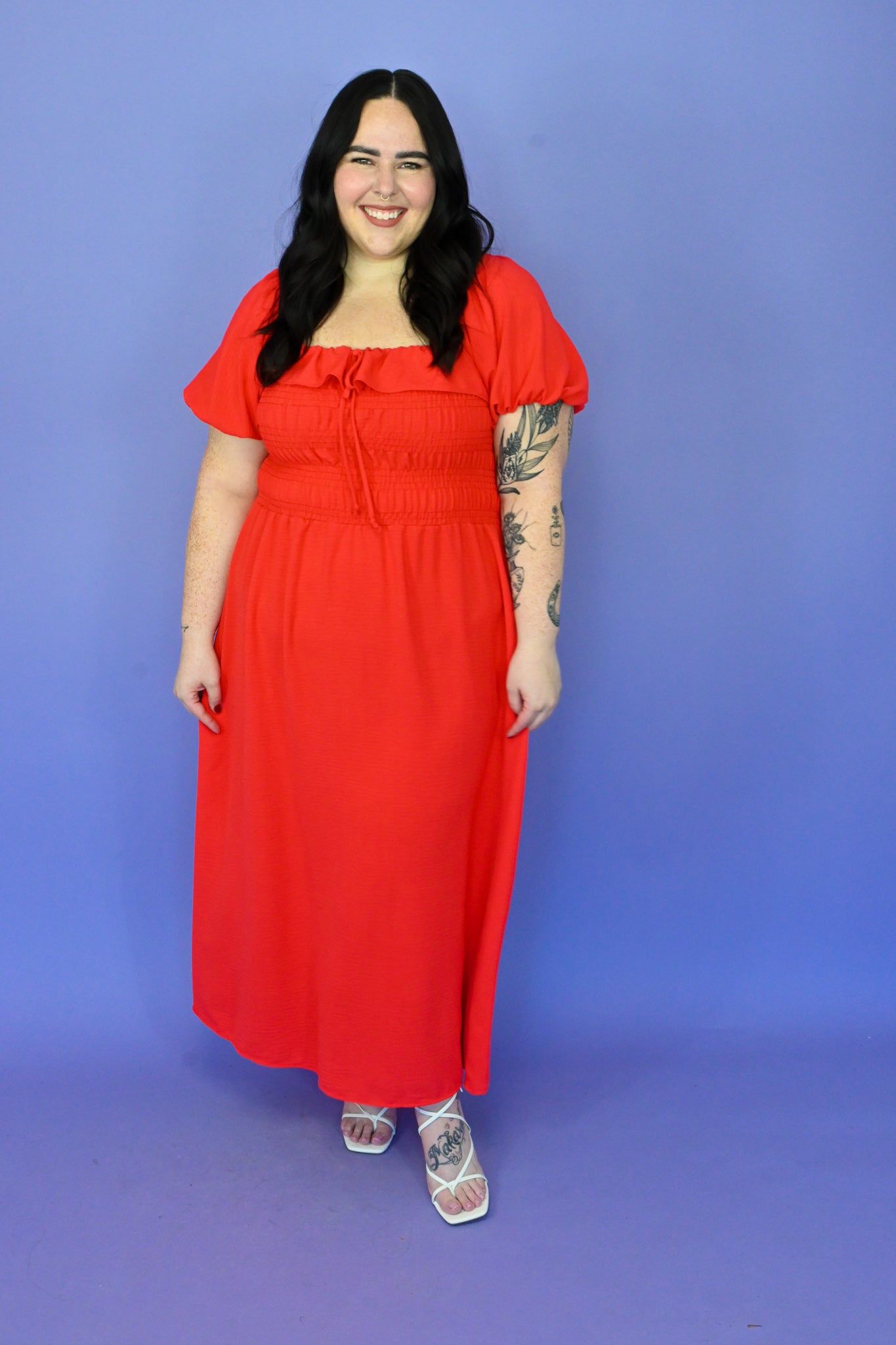 Puff Sleeve Midi Dress (S-3X) sold by Valencia Boutique product image thumbnail 2