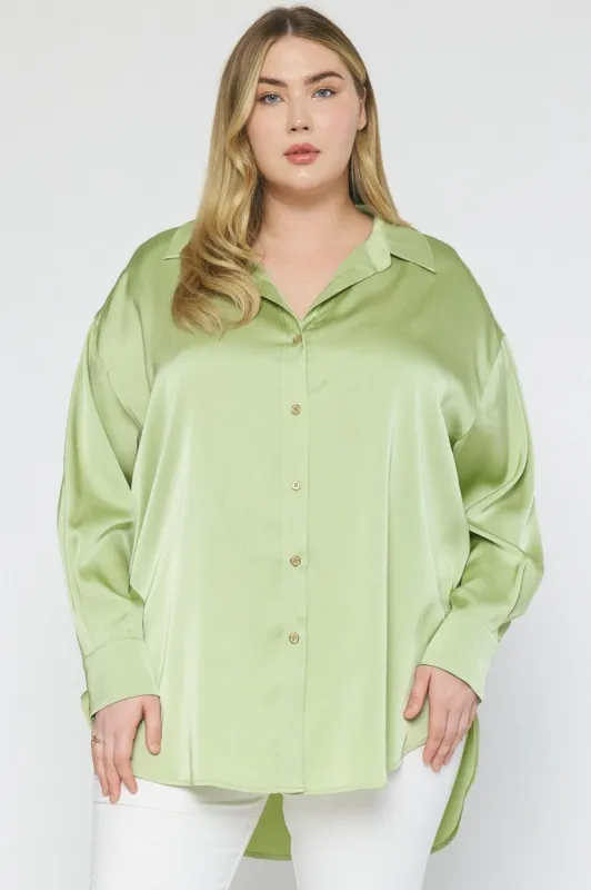 Pistachio Button up (S-2X) sold by Valencia Boutique