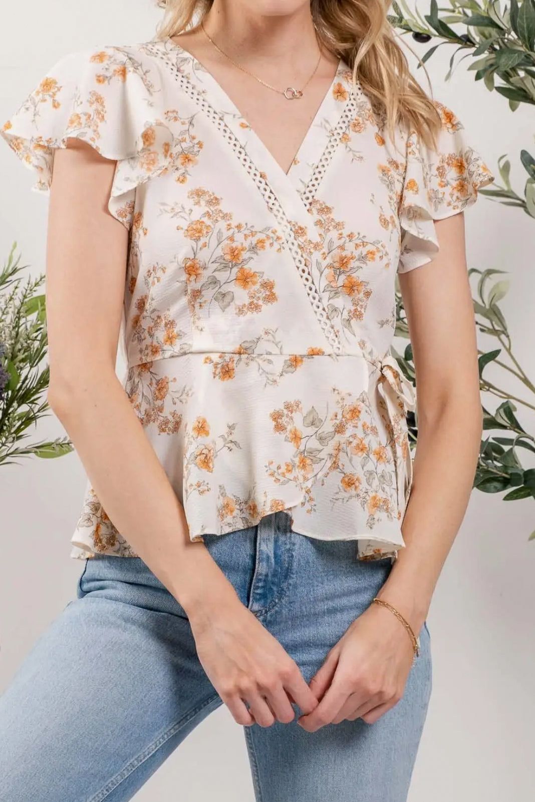 Floral Wrap Blouse (S-3X) sold by Valencia Boutique product image thumbnail 6