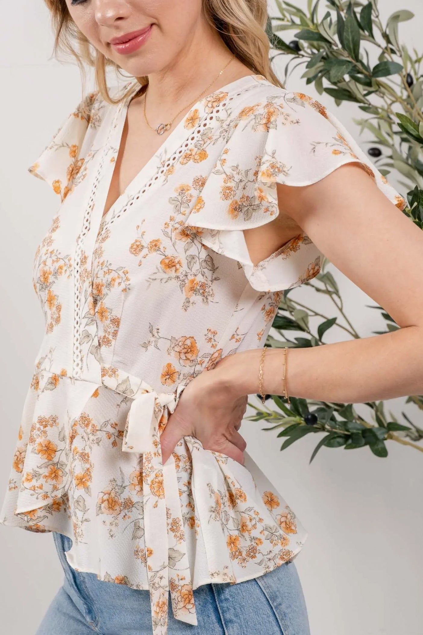 Floral Wrap Blouse (S-3X) sold by Valencia Boutique product image thumbnail 7