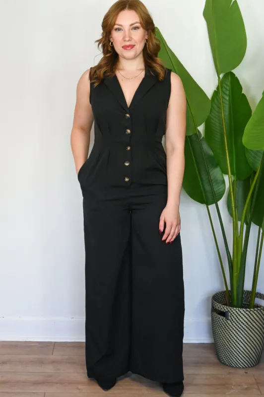 Button Front Jumpsuit sold by Valencia Boutique
