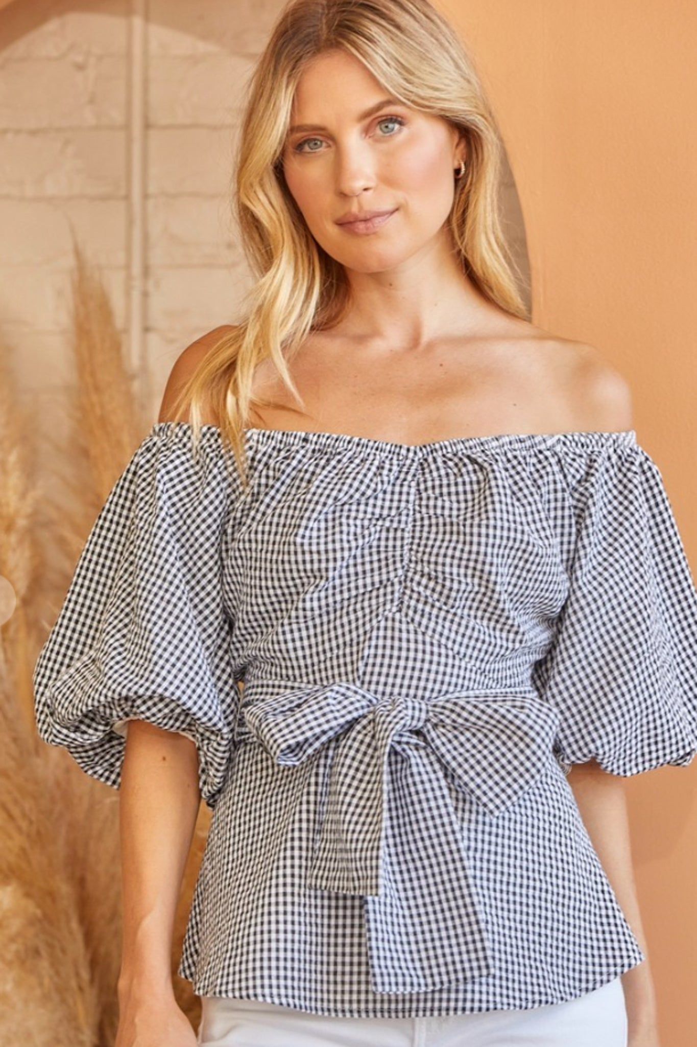 Woven Gingham Top (S-3X) sold by Valencia Boutique product image thumbnail 2