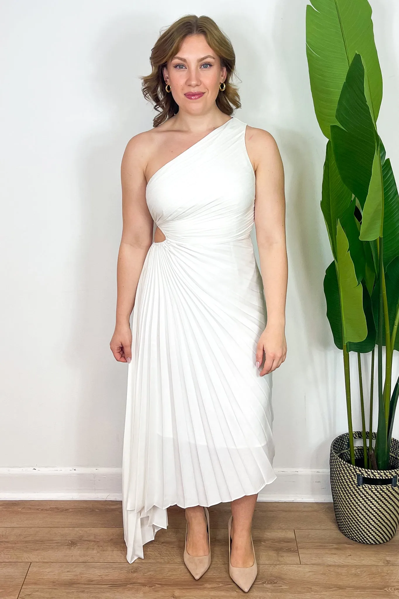 One Shoulder Pleated Dress sold by Valencia Boutique