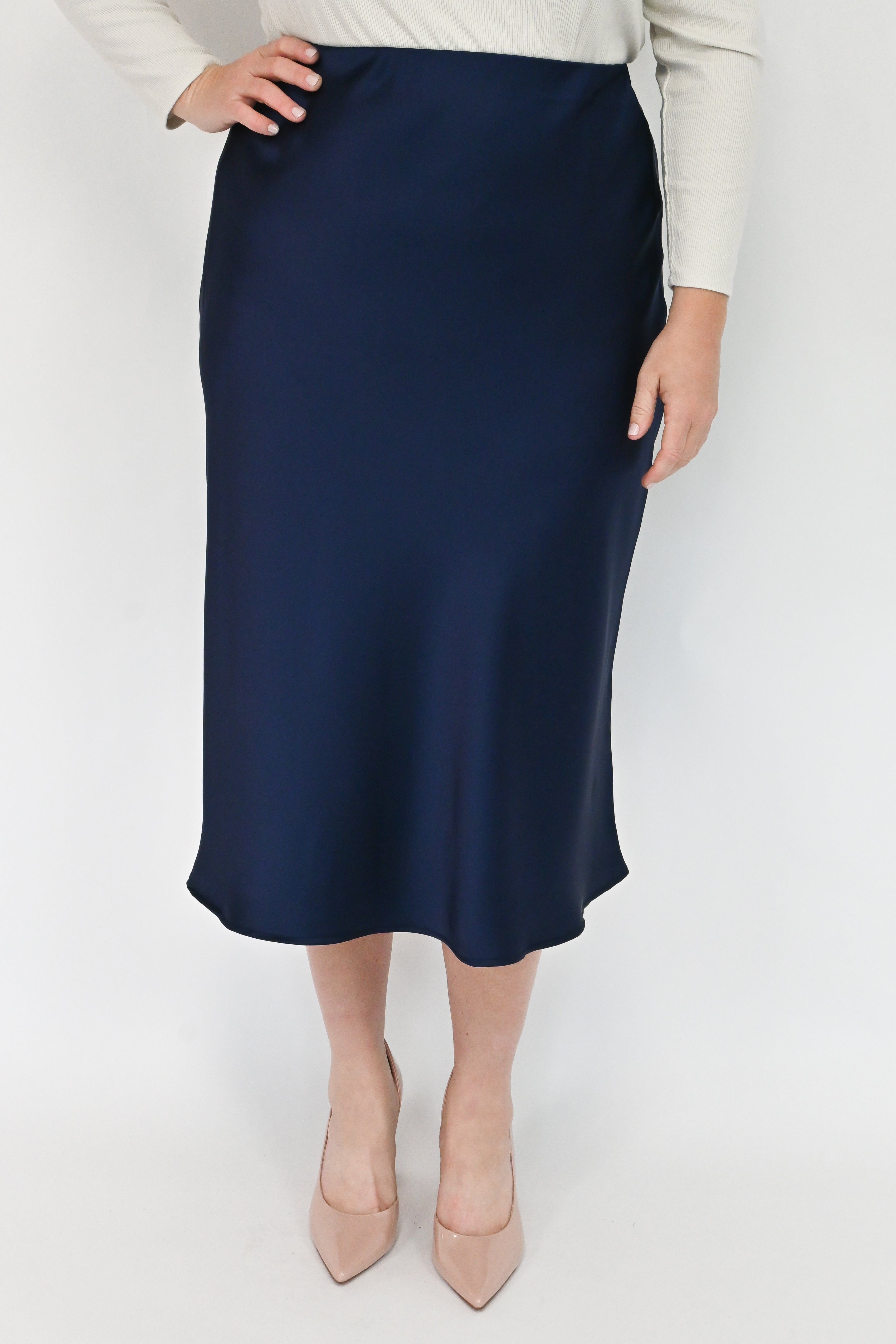Satin Slip Skirt (S-3X) sold by Valencia Boutique product image thumbnail 4
