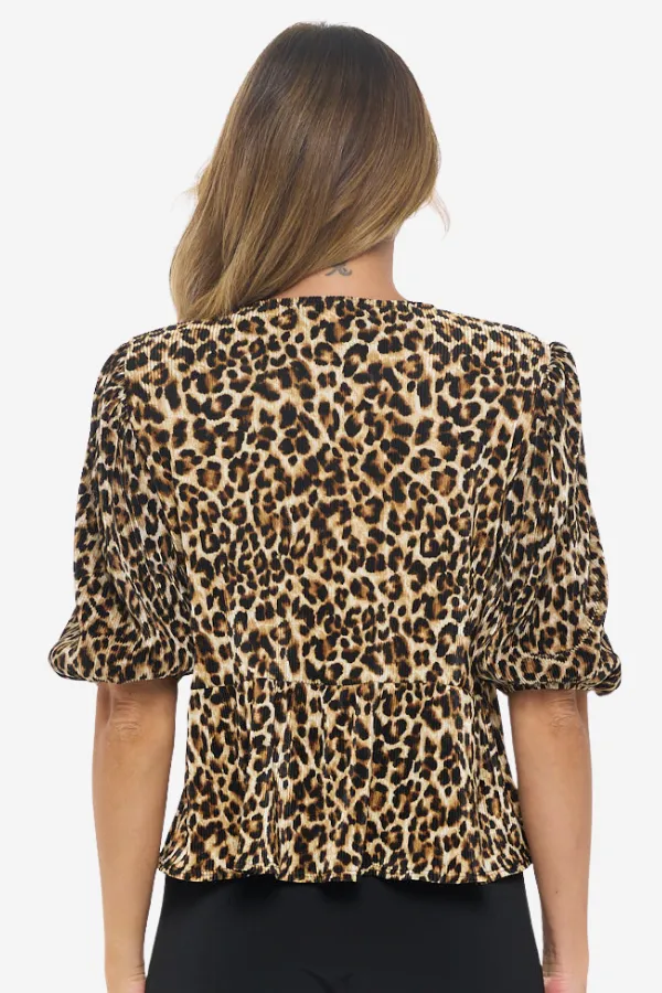 Leopard Tie-Front Top (S-3X) sold by Valencia Boutique product image thumbnail 2
