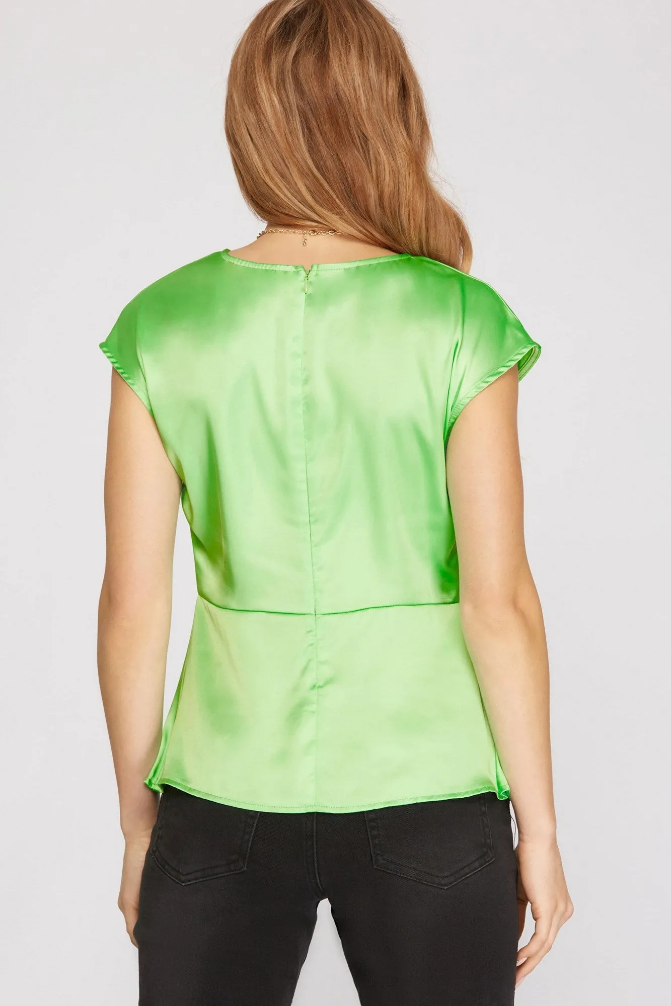 Ruched Satin Peplum Top sold by Valencia Boutique product image thumbnail 2