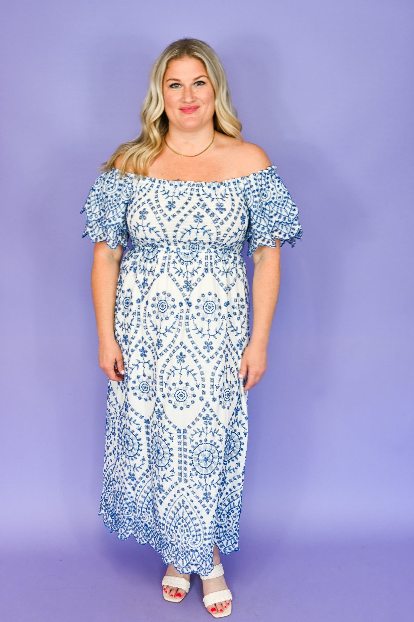 Embroidered Midi Dress (S-3X) sold by Valencia Boutique