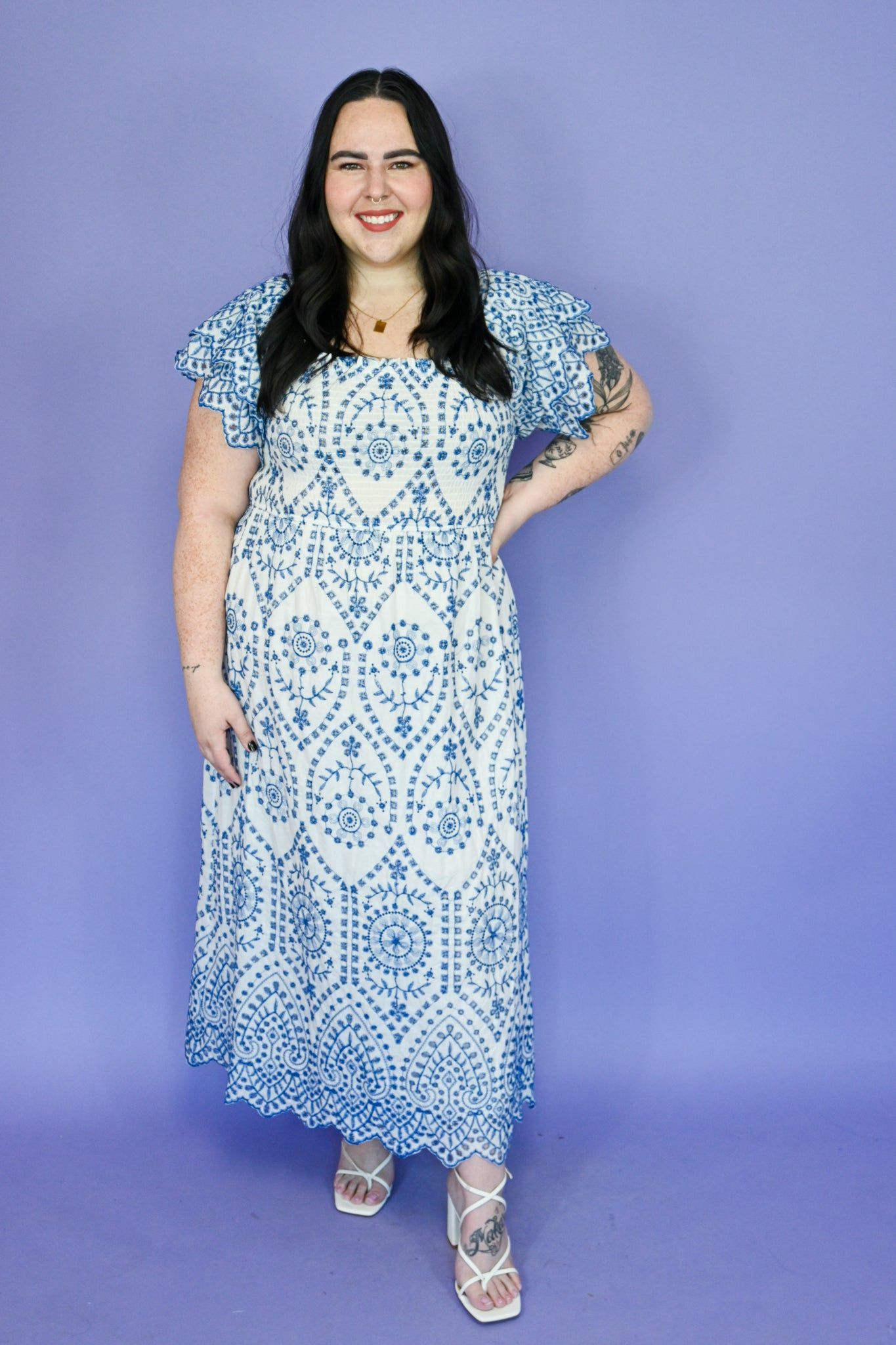 Embroidered Midi Dress (S-3X) sold by Valencia Boutique product image thumbnail 3