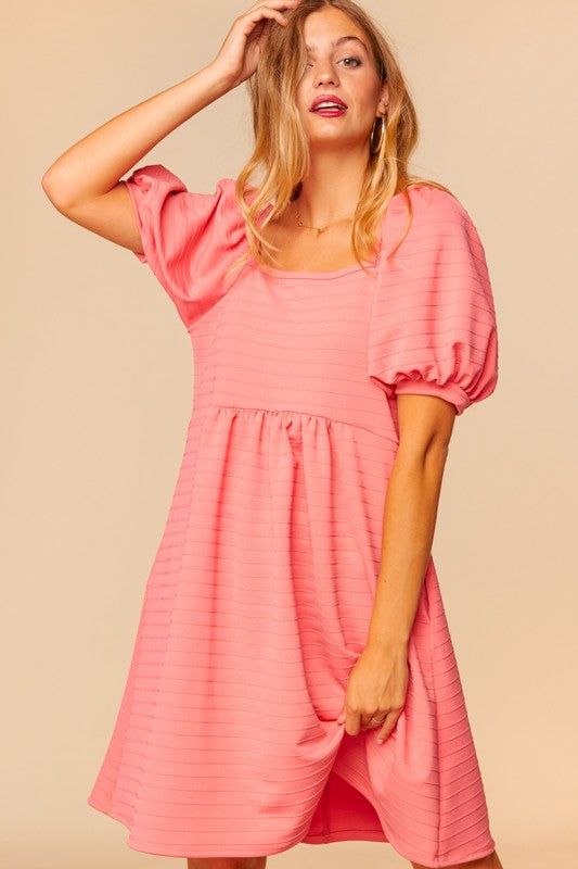 Puff Sleeve Babydoll Dress (S-3X) sold by Valencia Boutique product image thumbnail 3