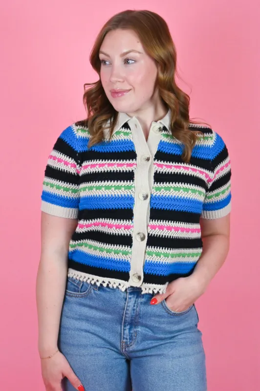 Striped Crochet Top sold by Valencia Boutique