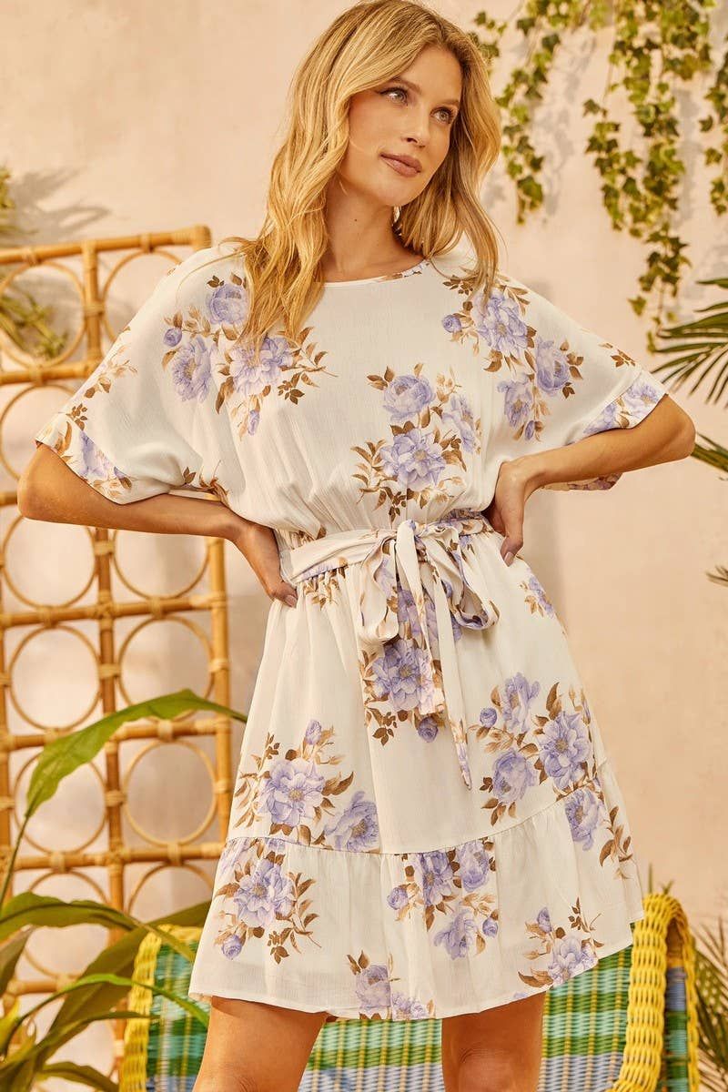 Lavender Print Dress sold by Valencia Boutique