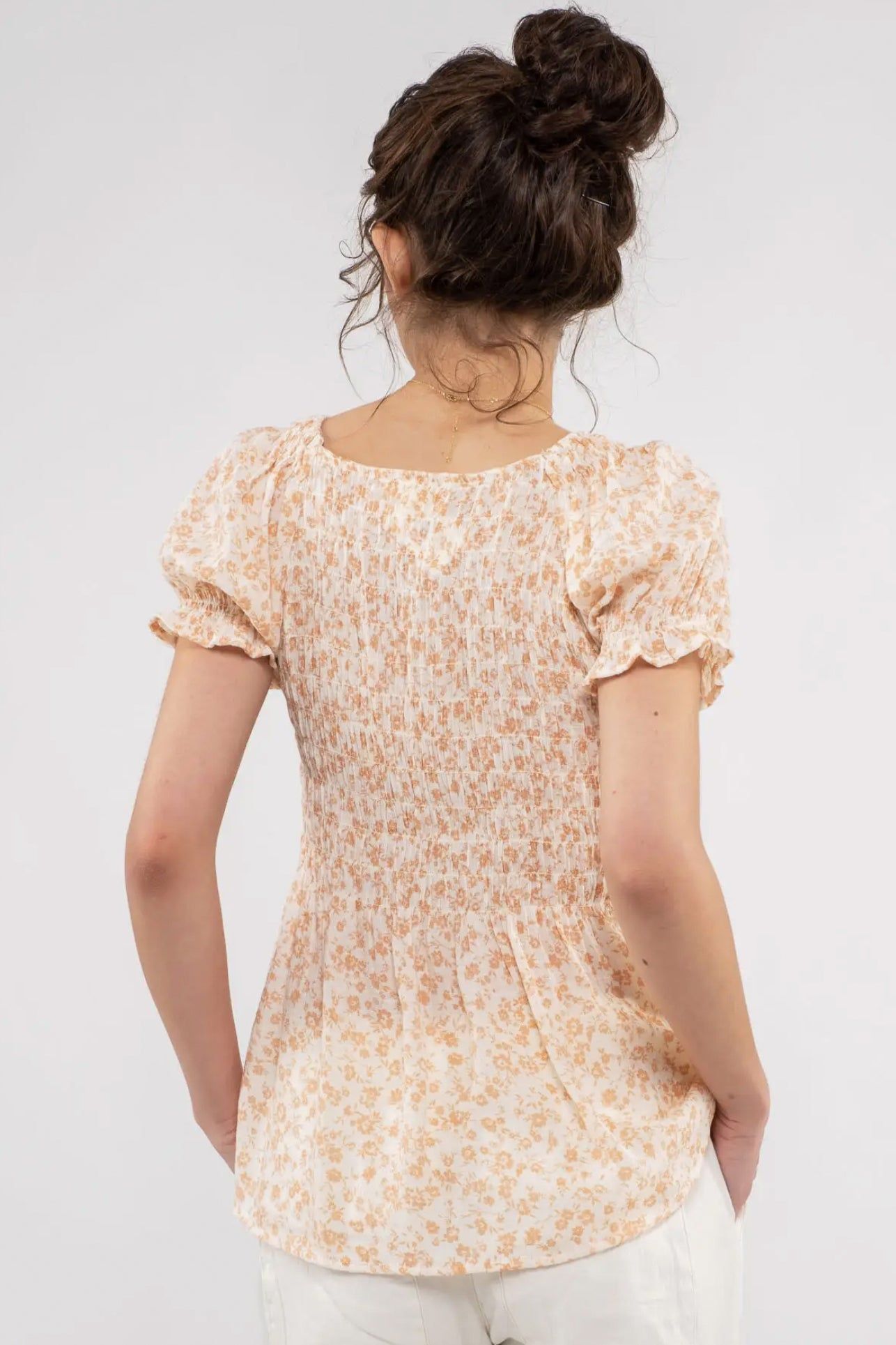 Smocked Floral Blouse sold by Valencia Boutique product image thumbnail 2