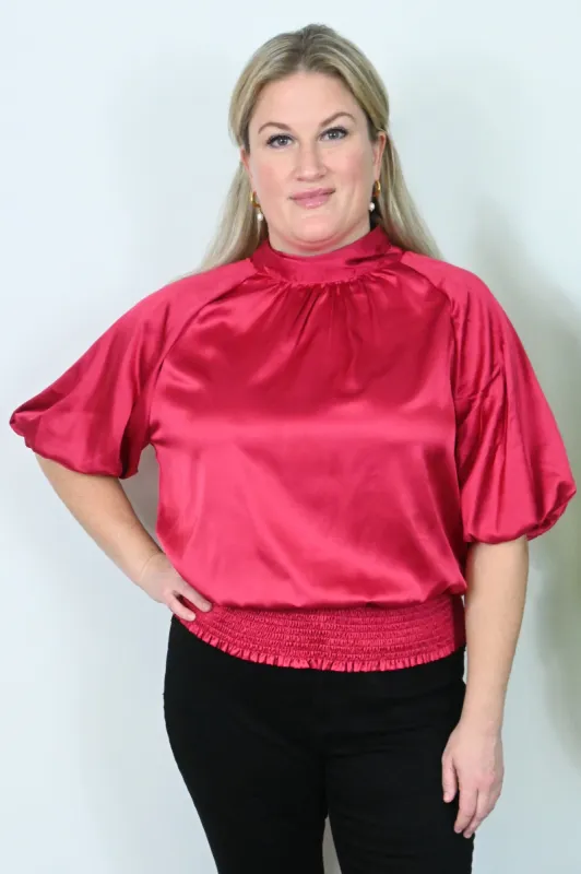 CURVE Satin Blouse sold by Valencia Boutique