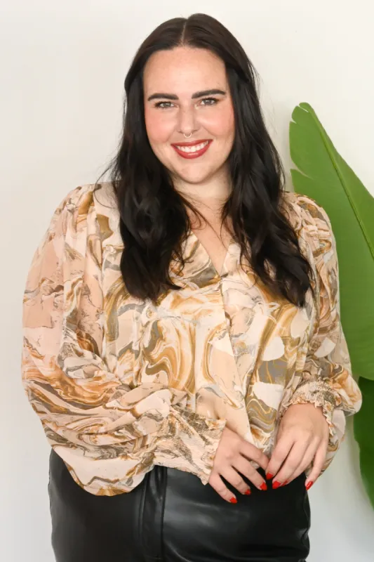 CURVE Marble Wrap Blouse sold by Valencia Boutique
