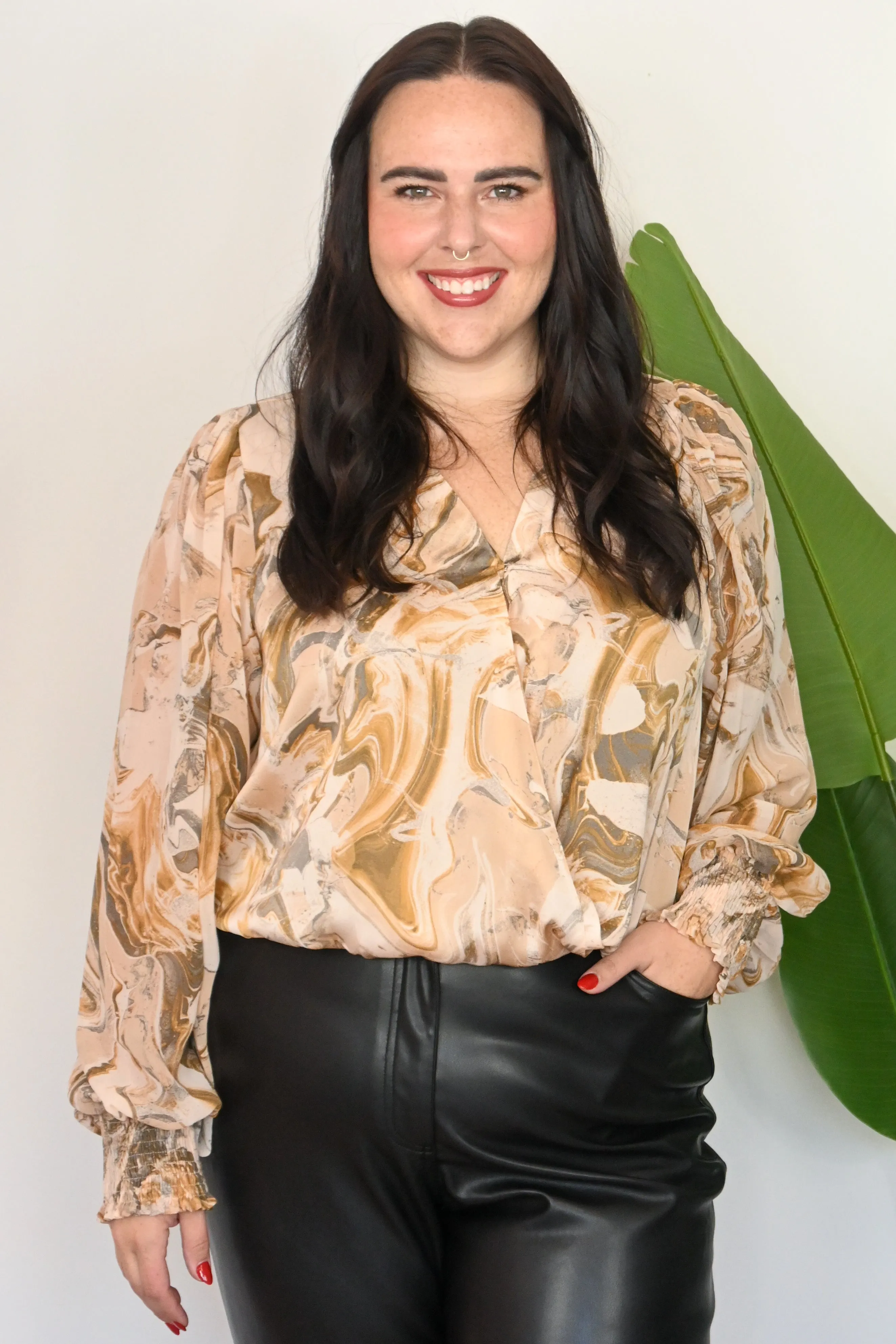 CURVE Marble Wrap Blouse sold by Valencia Boutique product image thumbnail 2