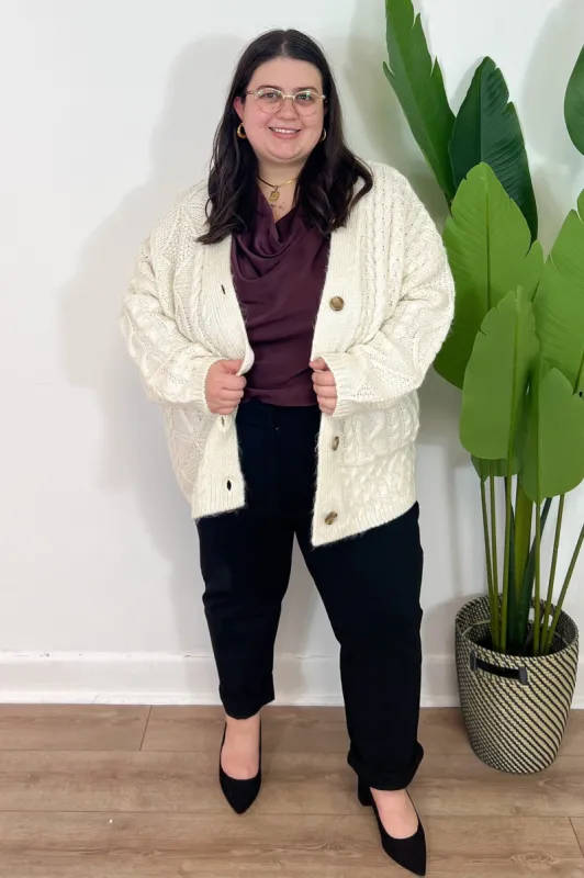 CURVE Cable Knit Cardigan sold by Valencia Boutique