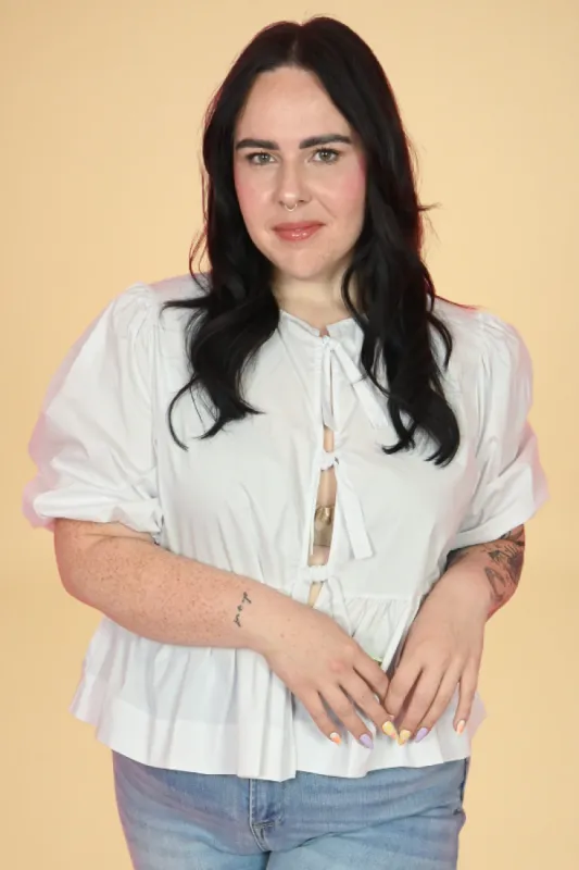 Tie Front Blouse (S-3X) sold by Valencia Boutique