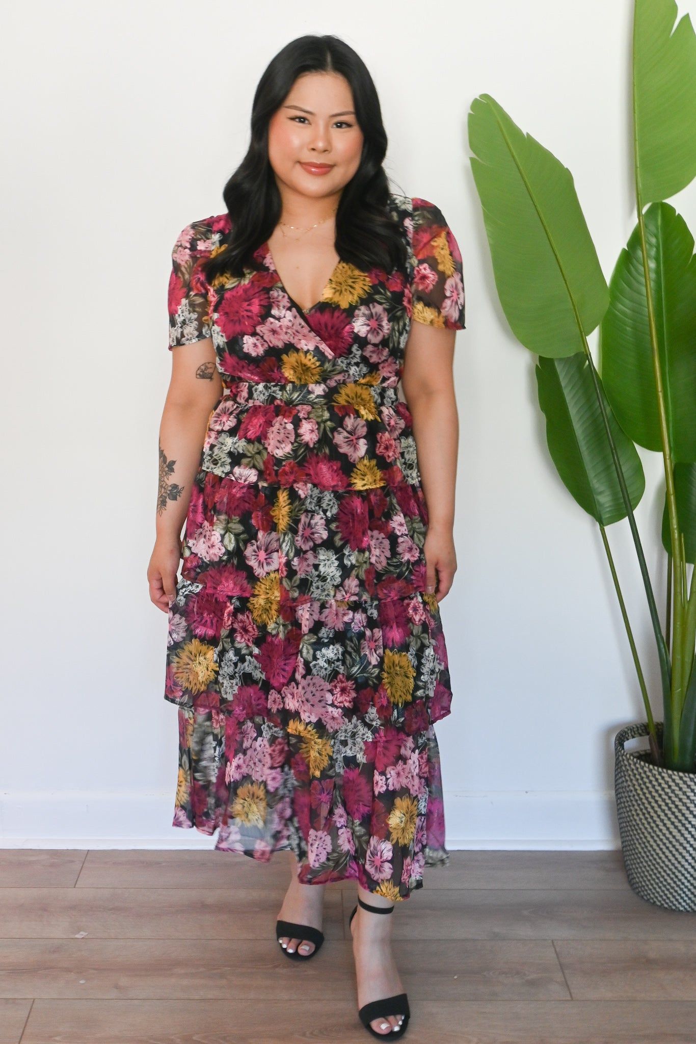 Eliza Tiered Midi Dress sold by Valencia Boutique