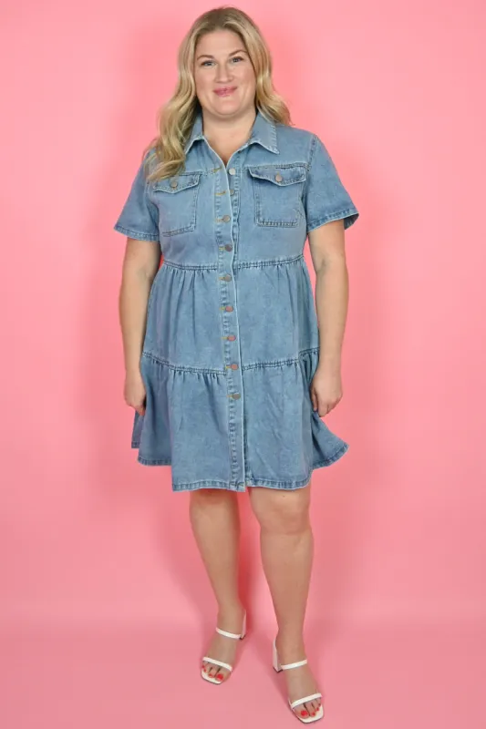 Curve Denim Mini Dress sold by Valencia Boutique