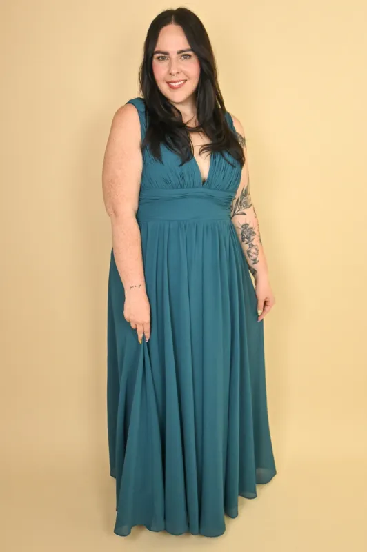 CURVE Chiffon Evening Gown sold by Valencia Boutique