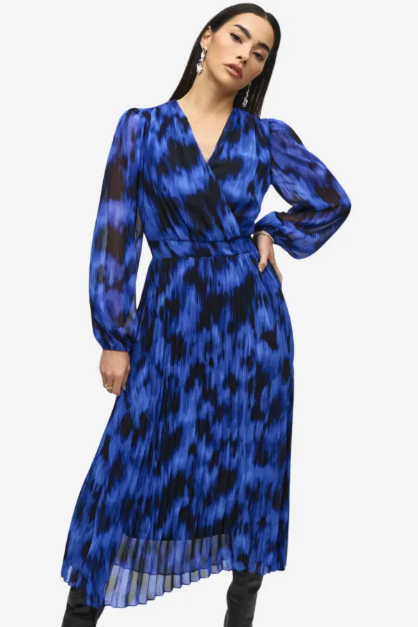 Pleated Print Midi Dress (2-22) sold by Valencia Boutique