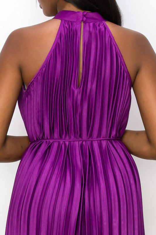 Pleated Halter Midi Dress sold by Valencia Boutique product image thumbnail 4