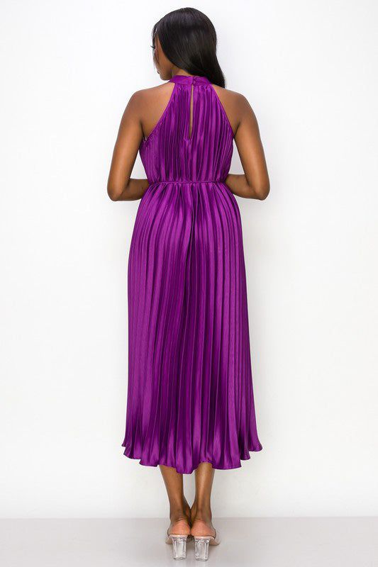 Pleated Halter Midi Dress sold by Valencia Boutique product image thumbnail 3