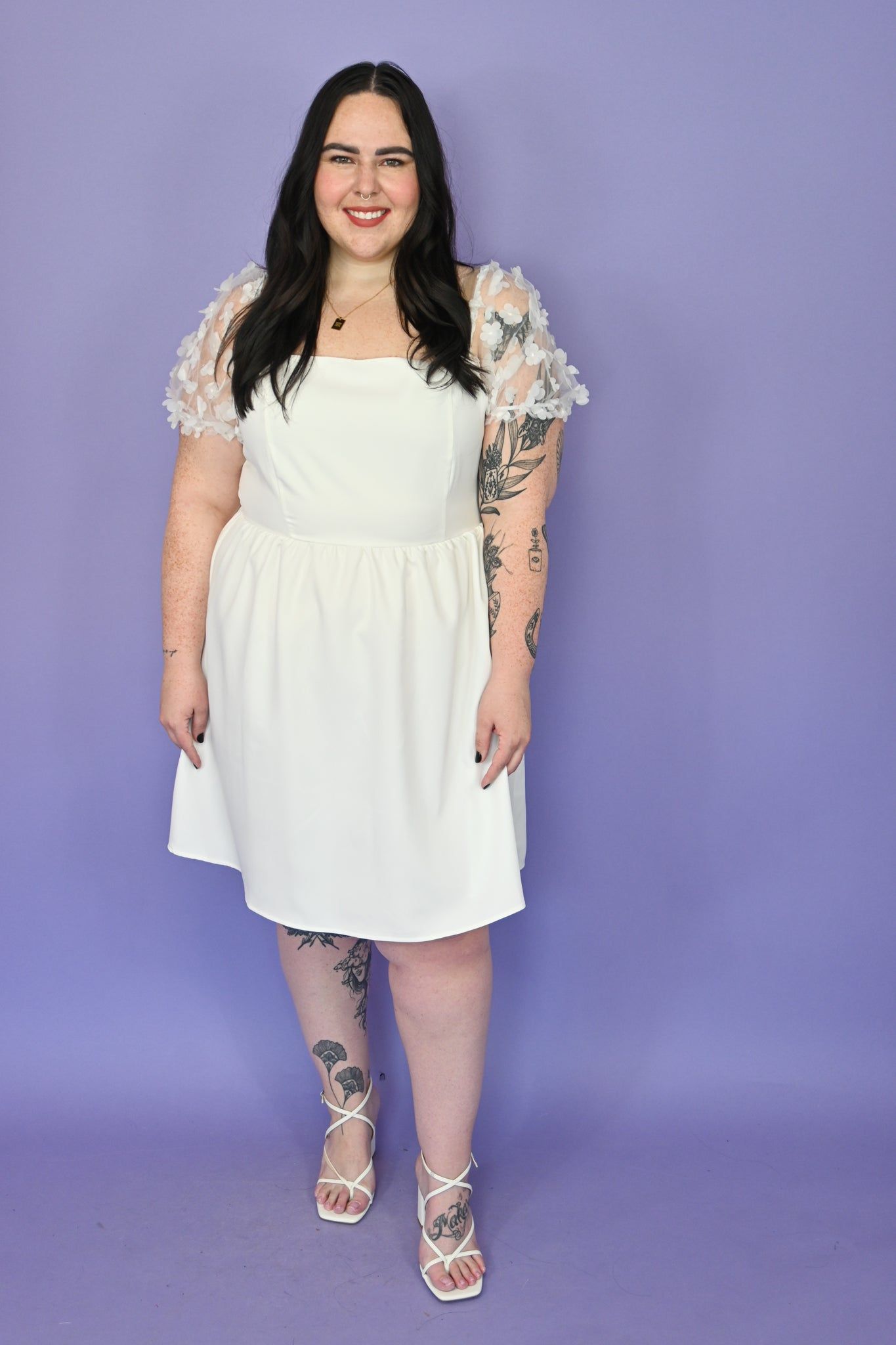 Floral Applique Mini Dress (S-3X) sold by Valencia Boutique product image thumbnail 3