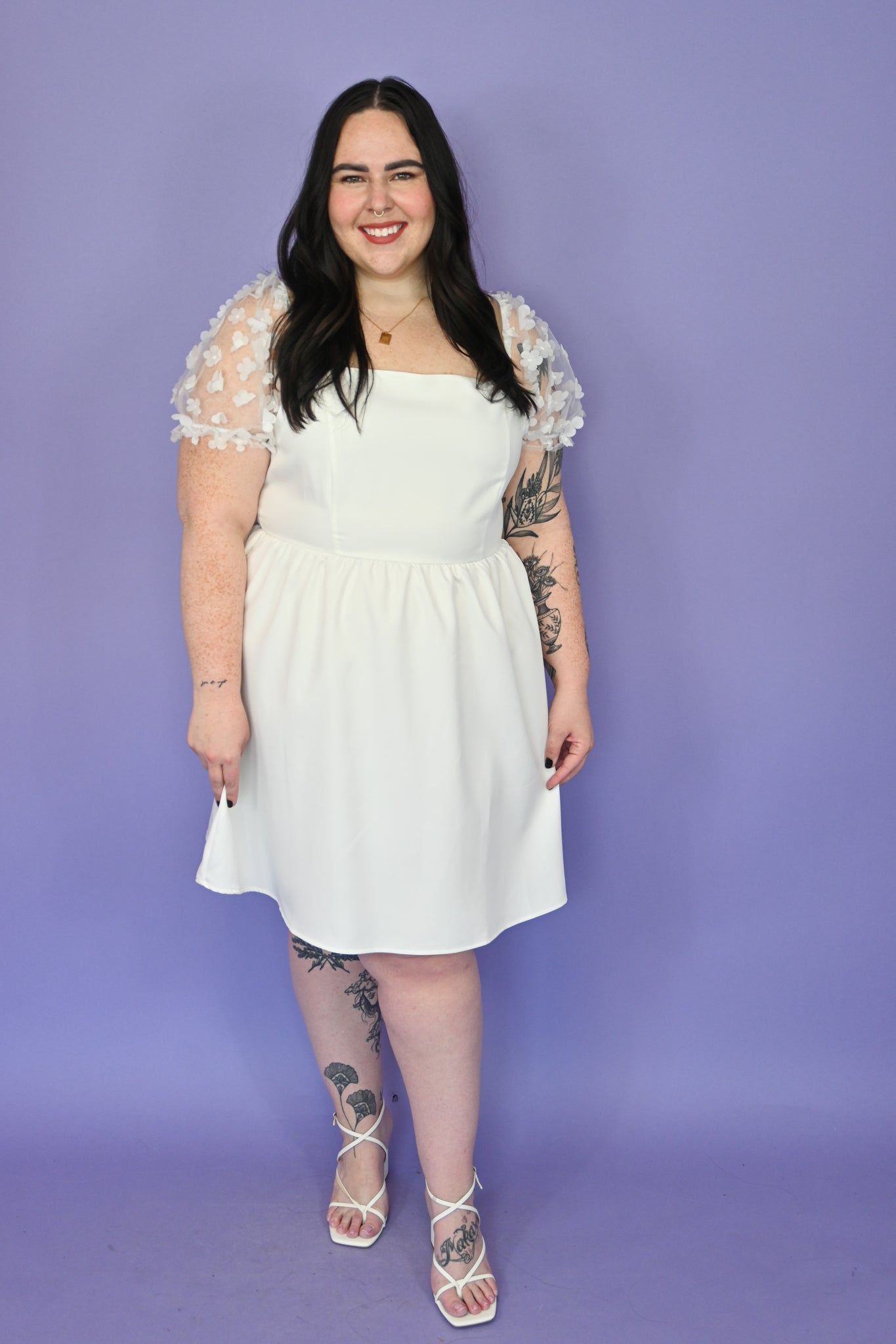 Floral Applique Mini Dress (S-3X) sold by Valencia Boutique